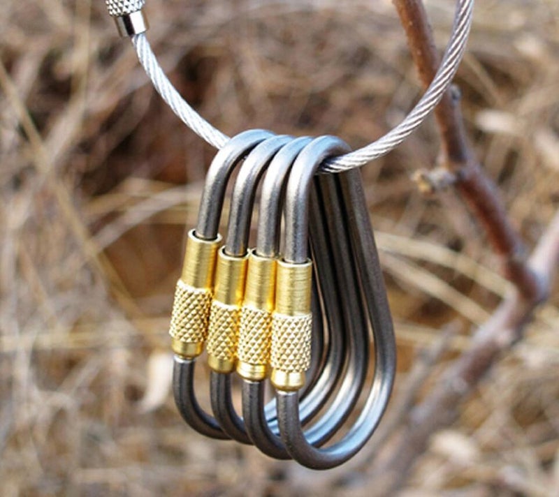 EKLOEN 5pcs MINI Titanium Locking Carabiner, Perfect D-Ring for Outdoor and Indoor Use - Image 5